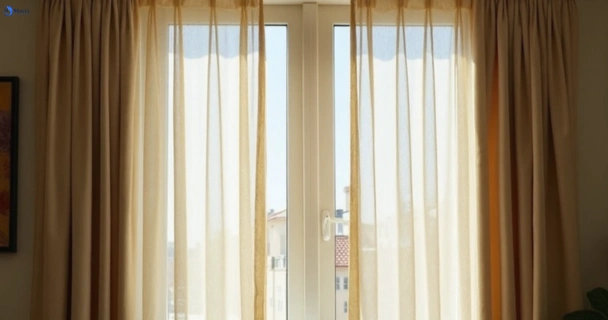 Dusty and dull curtains in tallebudgera-valley before steam cleaning